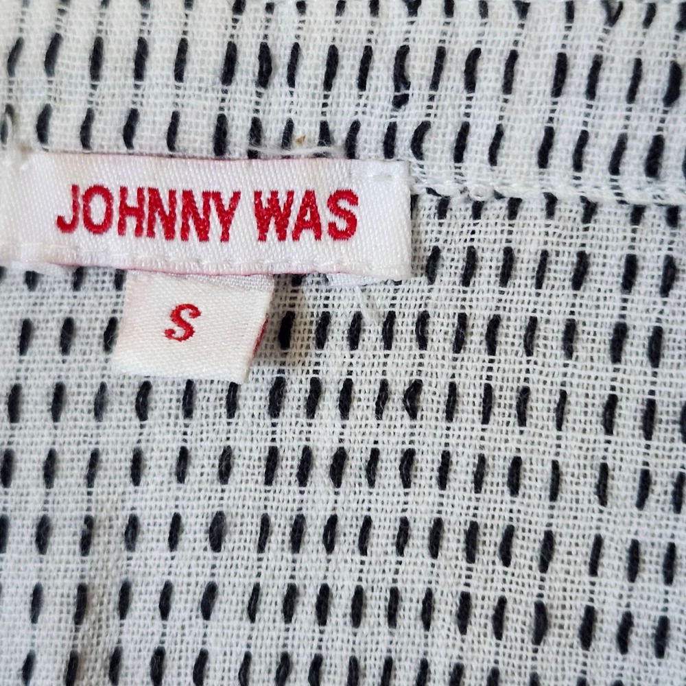 Johnny Was Tunic Top Black White Stripe Embroidered Beaded Boho Small - Picture 4 of 13